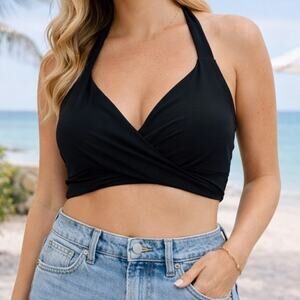 Athleta Black Wrap Front Bikini Top 34 B/C